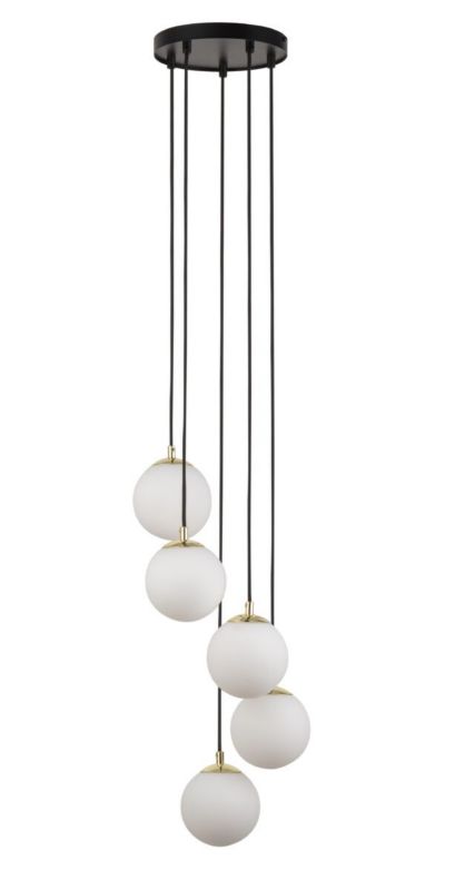 Lampa wisząca Sigma Lighting Piano 4889 czarno-biała-mosiądzowany szklane kule 5xG9 x 12W 1 szt.