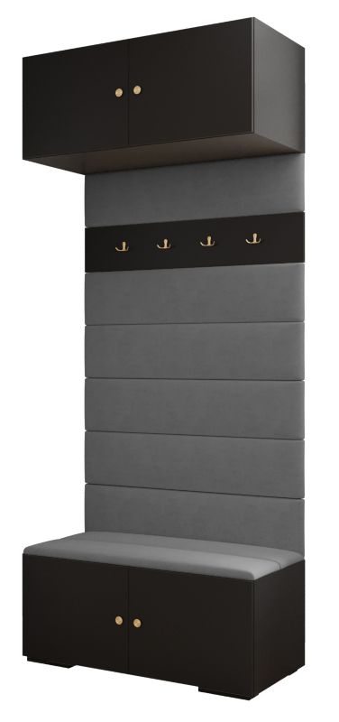 Garderoba wysoka do przedpokoju Abiks INOVA 2 czarny+złoty+man16 1 szt.