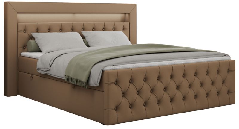 Łóżko kontynentalne MKS Meble GOLD 9 120x200 H3 Brązowy ecoskóra 1szt.