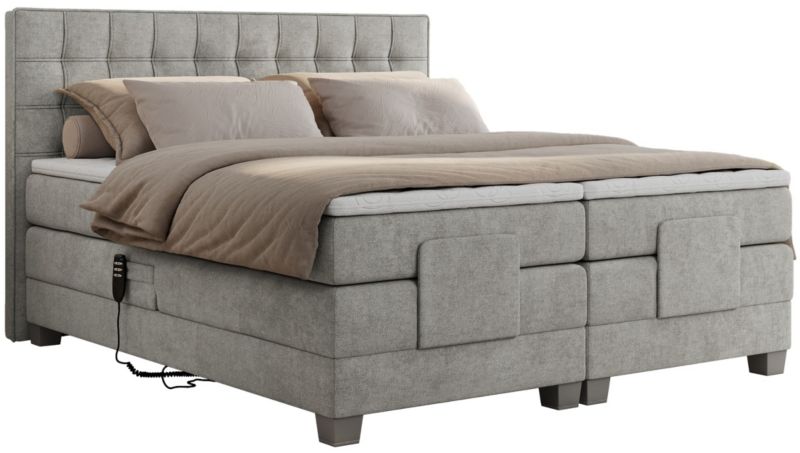 Łóżko kontynentalne MKS Meble ELECTRO 180x200 H3 Jasnoszary struktura 1szt