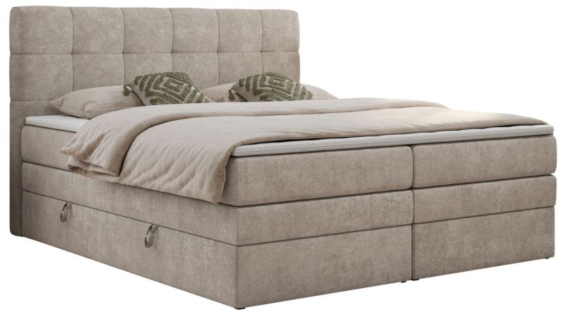 Łóżko kontynentalne MKS Meble LUKA KING 160x200 H4 Beżowy struktura 1szt.