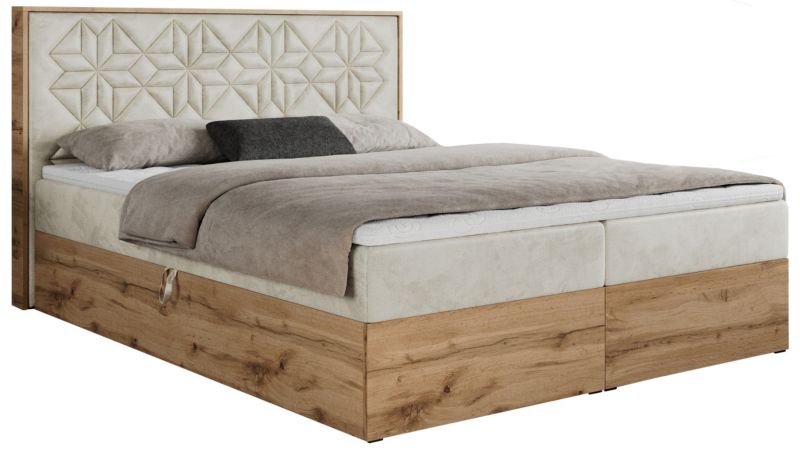 Łóżko kontynentalne MKS Meble NESSI 140x200 H3 Beżowy welvet 1szt