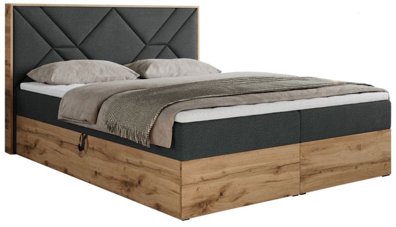 Łóżko kontynentalne MKS Meble GUNAR 120x200 H4 Ciemnoszary struktura 1szt