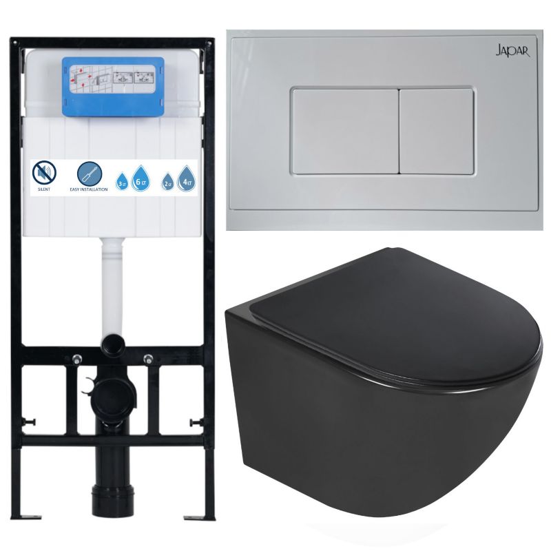 Zestaw WC Domotechnika miska bezkołnierzowa z deską Soft Close i stelażem, przycisk 1szt