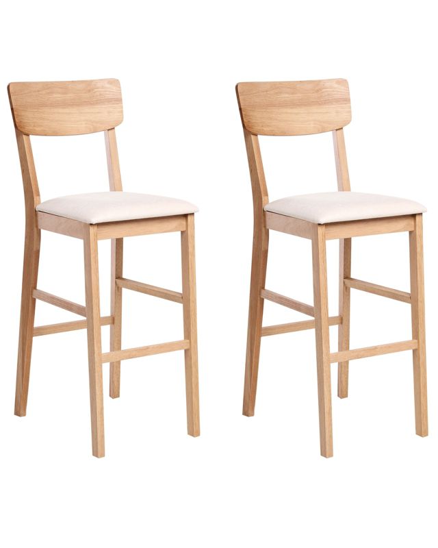 Zestaw 2 krzeseł barowych Ambler Drewno Jasny brąz/ beżowy 1 par.