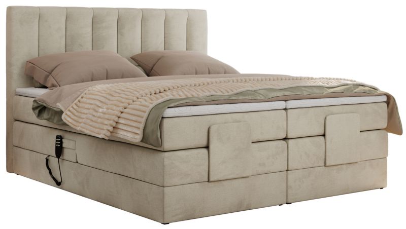 Łóżko kontynentalne MKS Meble COMFORTO 160x200 H4 Beżowy welvet 1szt