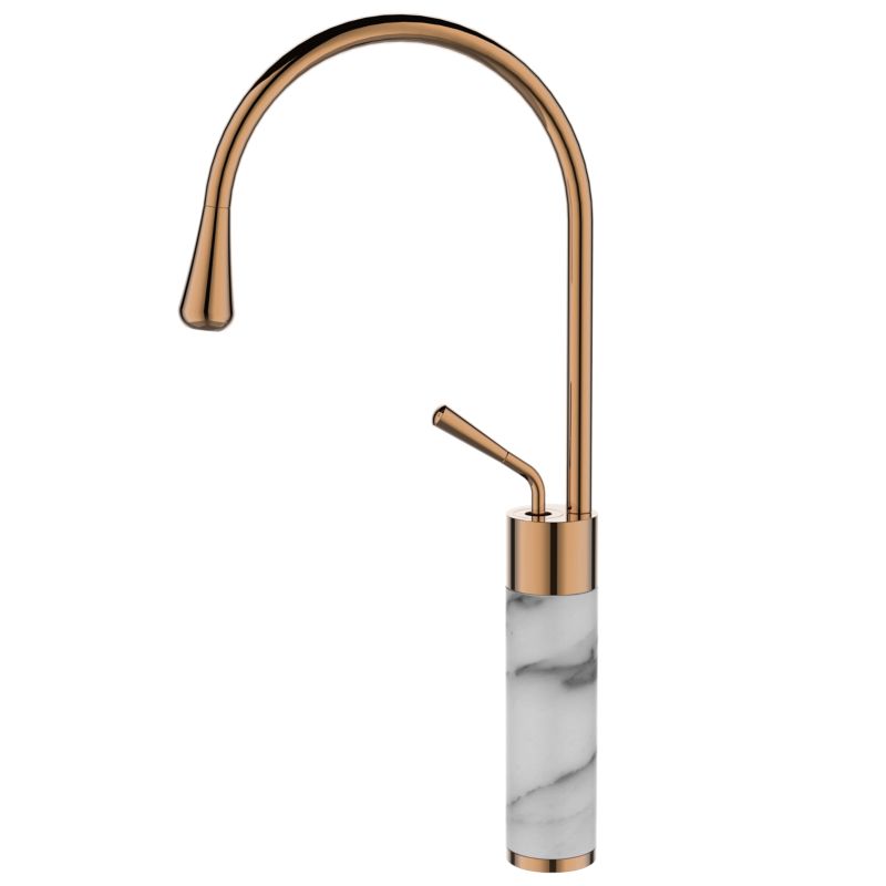 Bateria umywalkowa wysoka Invena Stone, kolor: biały/miedź 1szt