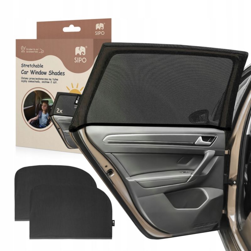 Zestaw 2 osłon przeciwsłonecznych SIPO na szyby do samochodu, elastyczne, XL, 1 kpl