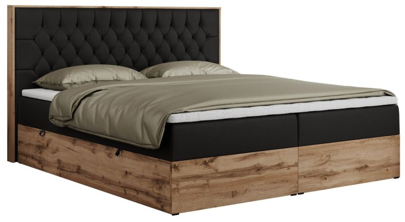 Łóżko kontynentalne MKS Meble AMORE 160x200 H3 czarny ekoskóra 1szt.