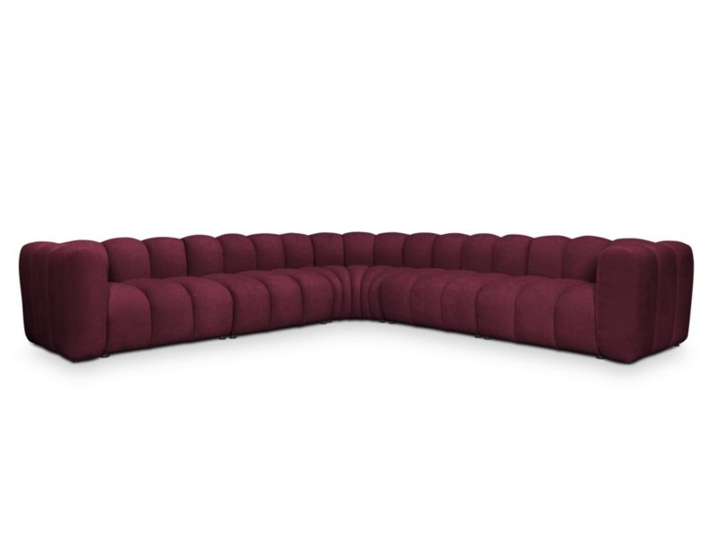 Modułowy narożnik LaMiaSofa NAPOLI z tkaniny szenilowej 314x314 cm burgundowy 1 szt.