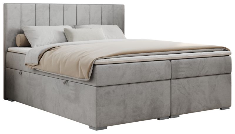 Łóżko kontynentalne MKS Meble ALLY 120x200 H4 jasnoszary welwet 1szt.