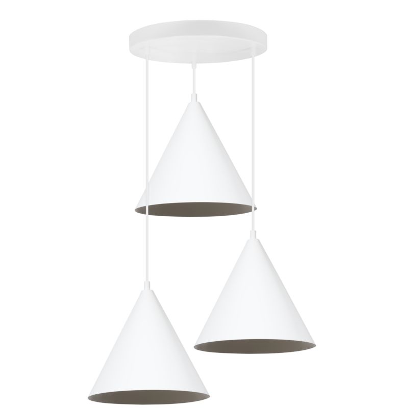 Lampa sufitowa wisząca Light Home LH Soho 3x E27 60W klosz 25cm biała 1szt.