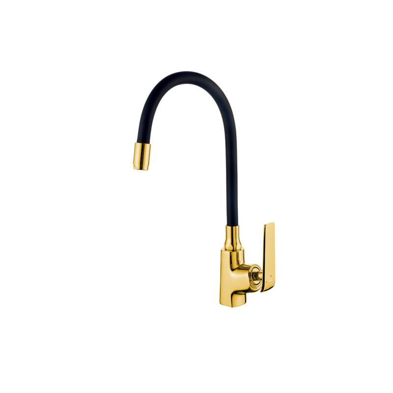 Bateria kuchenna Invena Sarti z elastyczną wylewką i systemem Eco Start, złota 1 szt.