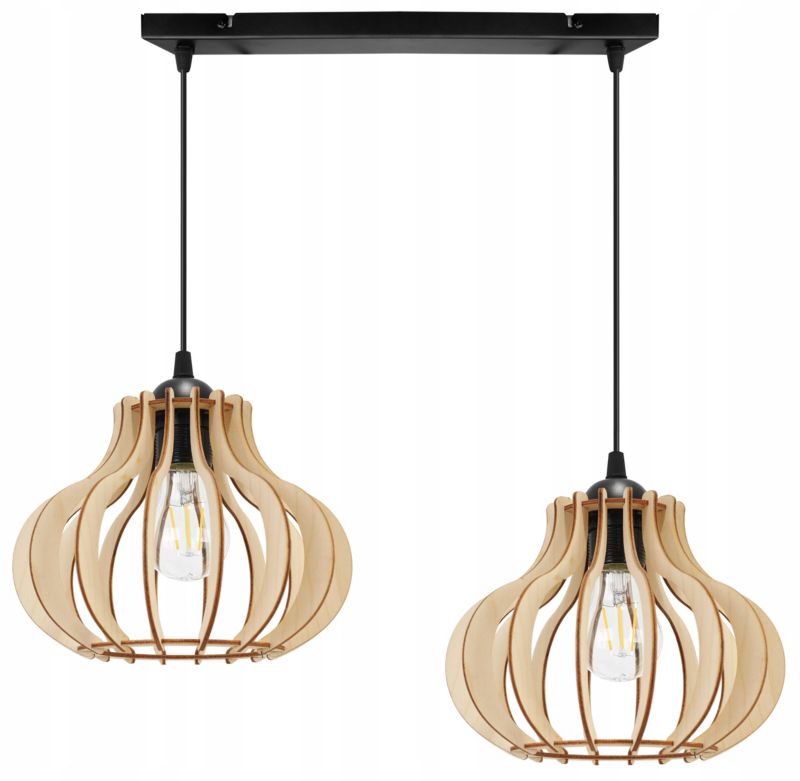 Lampa sufitowa wisząca Light Home LH Timber 2x E27 60W owalna czarny 1szt.