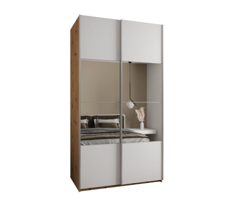 Szafa przesuwna Abiks LUX 4 wysoka szer.130cm artisan/biały/srebrny 1szt.