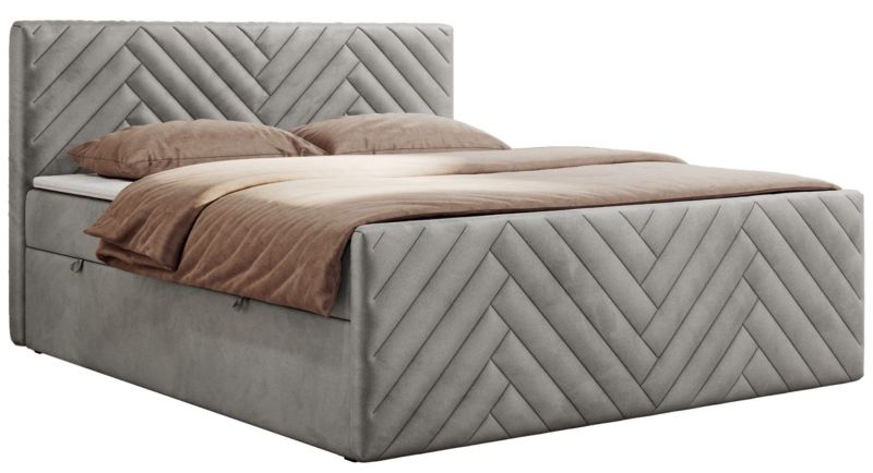 Łóżko kontynentalne MKS Meble PARIS DUO 180x200 H4 Jasnoszary welvet 1szt.