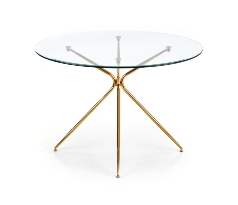 Stół Halmar RONDO 110x110 złoty/transparentny 1 szt