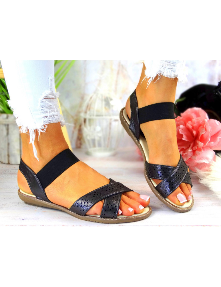 Eleganckie Klasyczne Damskie Sandały Ażurowe Na Gumki