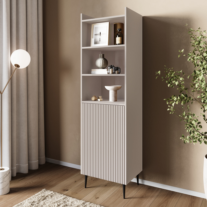 Wysoki regał na książki do salonu 52 cm ASPERO kaszmir