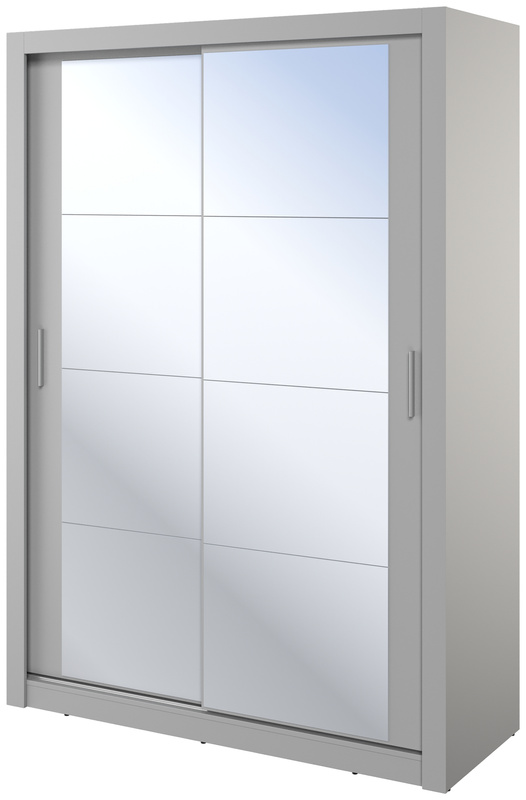 Nowoczesna szara szafa przesuwna 150 cm z lustrem i półkami ARTI