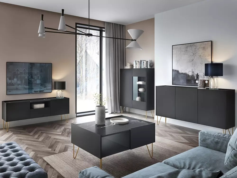 Zestaw mebli nowoczesnych do salonu z motywem marmuru HEAVEN