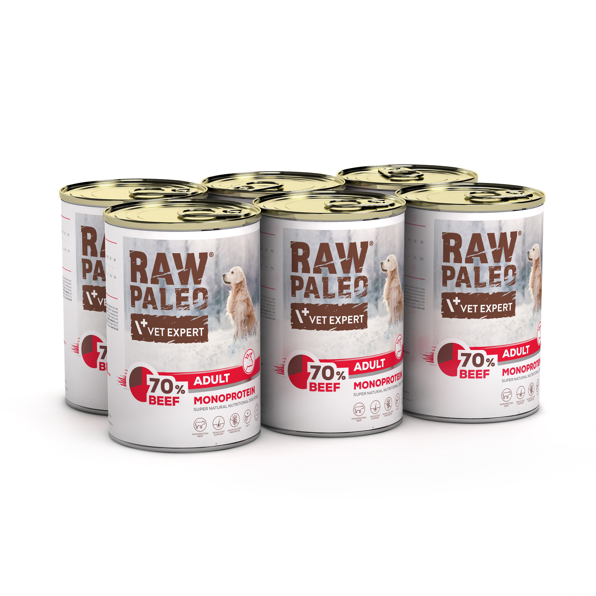 RAW PALEO ADULT DOG BEEF 6x400g - mokra karma dla psów dorosłych monoproteina z wołowiną