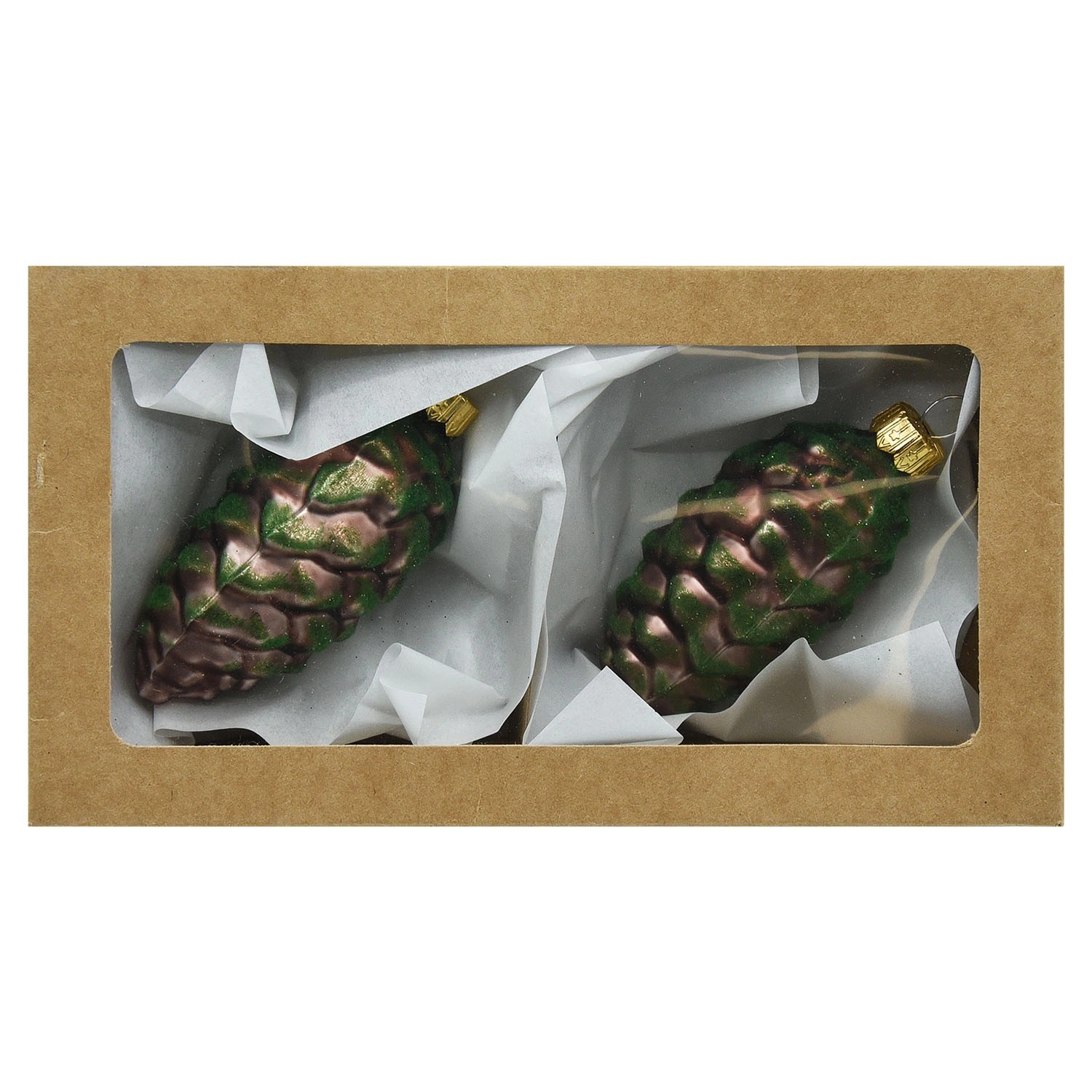 Bombka szklana szyszka brązowa 2 szt. - 8,5 cm