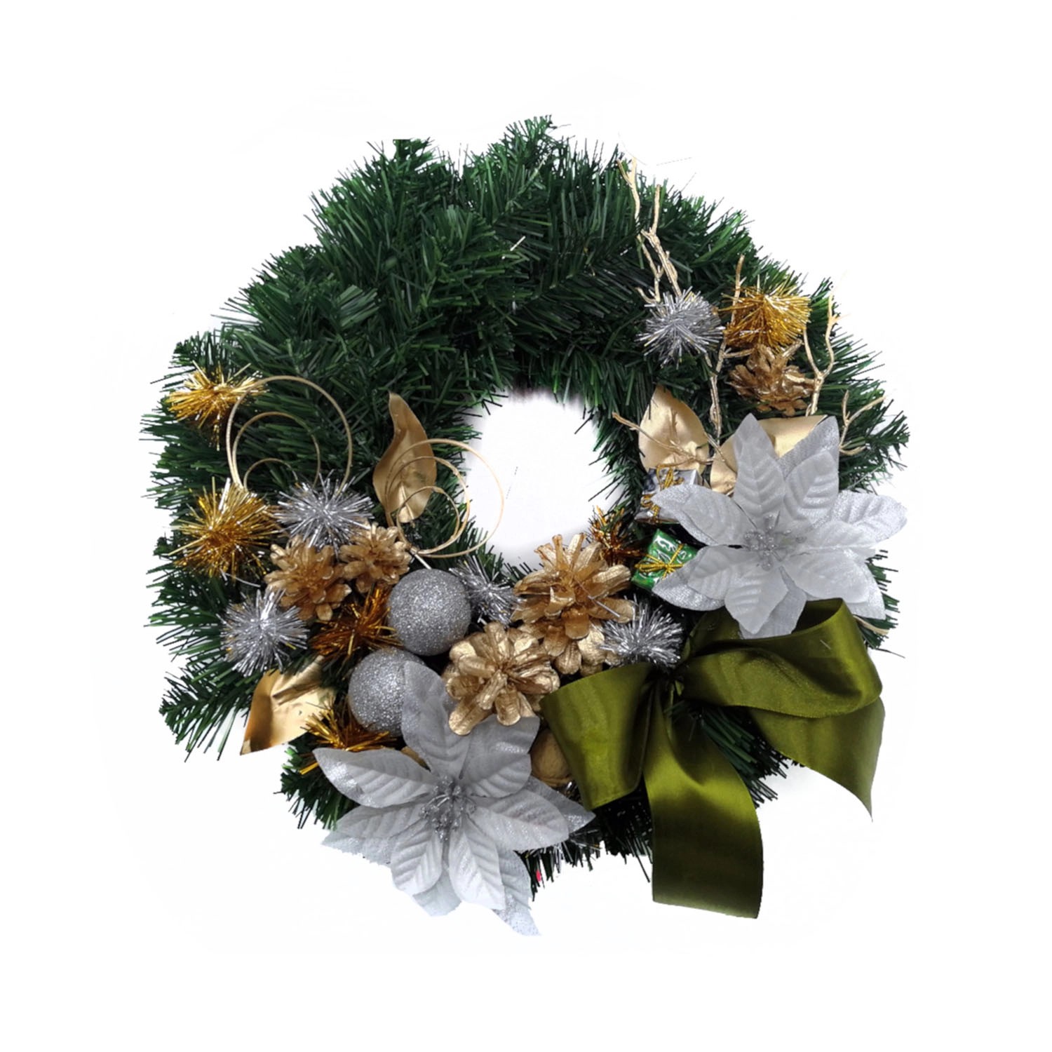 Wianek świąteczny PVC, mix - śr. 40 cm