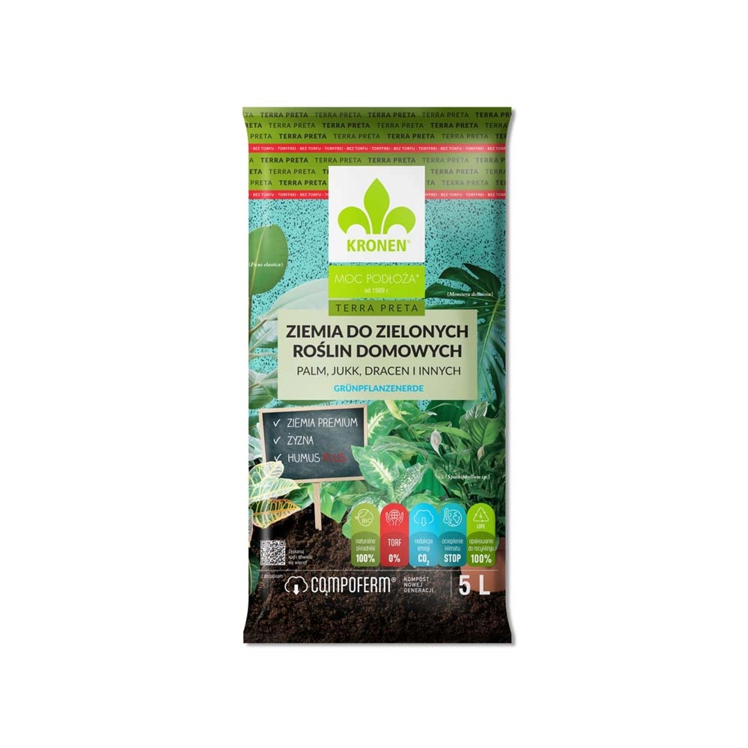 Podłoże do roślin zielonych bez torfu - 5 l.