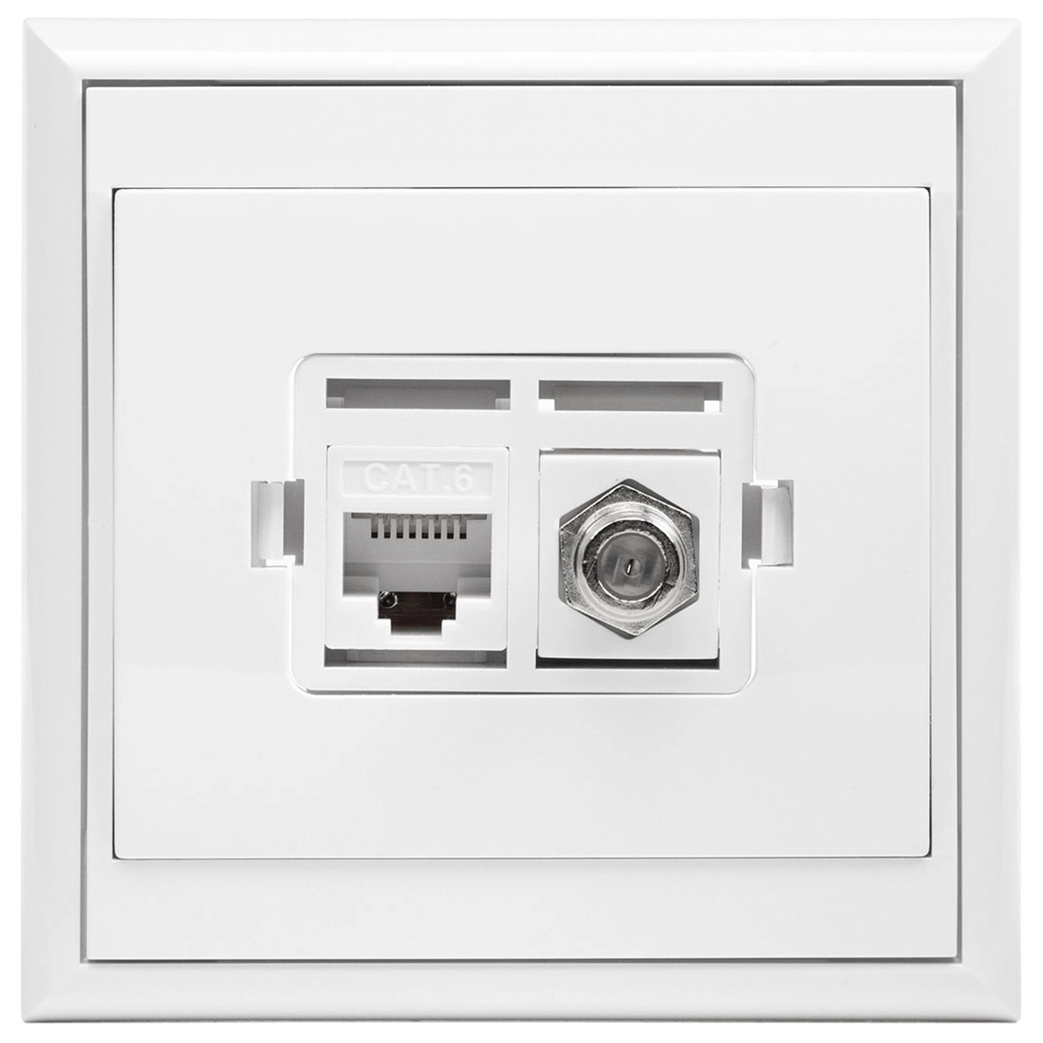 Gniazdo TV Luna typu "F"+ RJ45 komputerowe białe