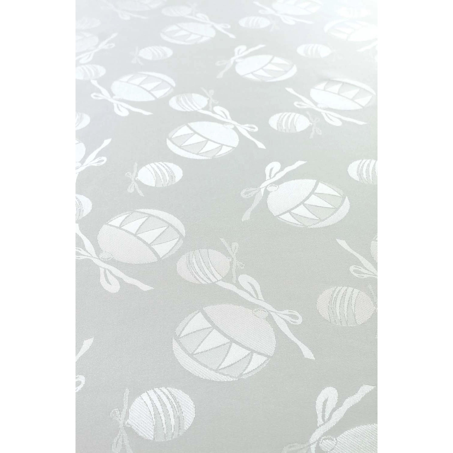 Haft Obrus świąteczny tkany BOMBKI 130x180 cm biały