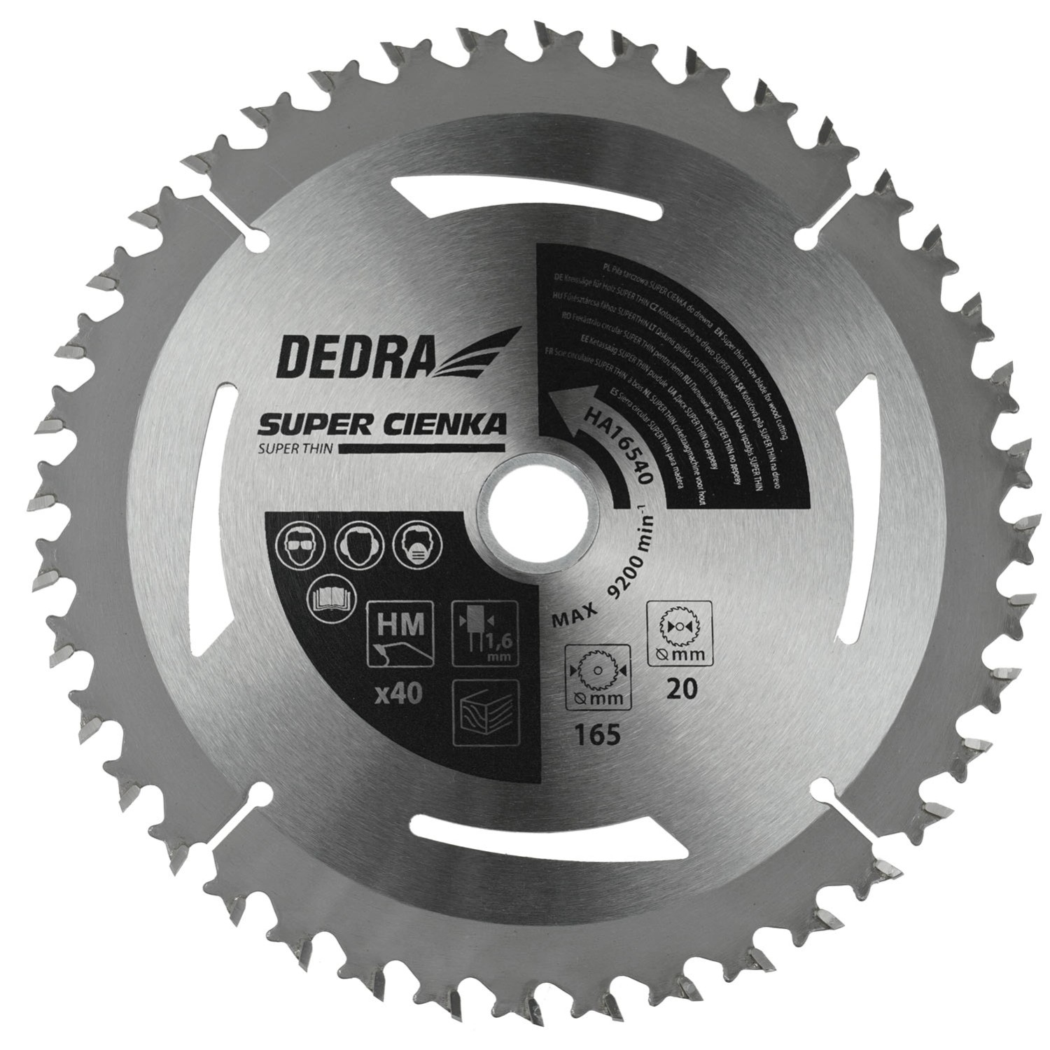 Dedra Tarcza do drewna SuperThin 165x20 40 zębów