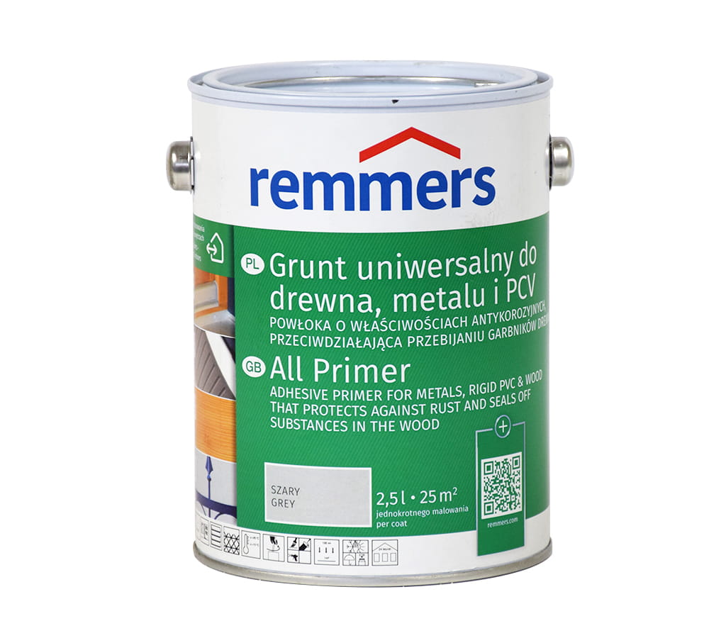 REMMERS GRUNT UNIWERSALNY DO DREWNA, METALU, PCV BIAŁY 2,5L