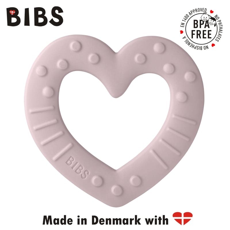 Bibs, Baby Bitie Heart Pink Plum gryzak dla niemowlaka
