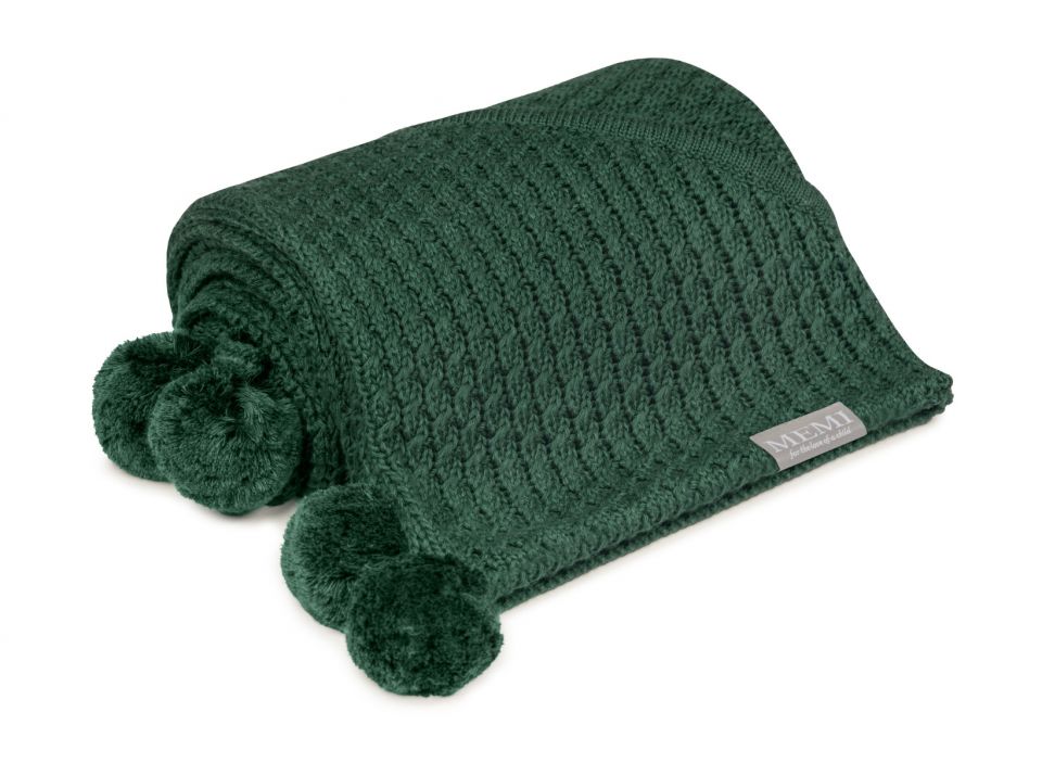 My Memi, Kocyk bambusowy z kapturkiem 90x90 bottle green