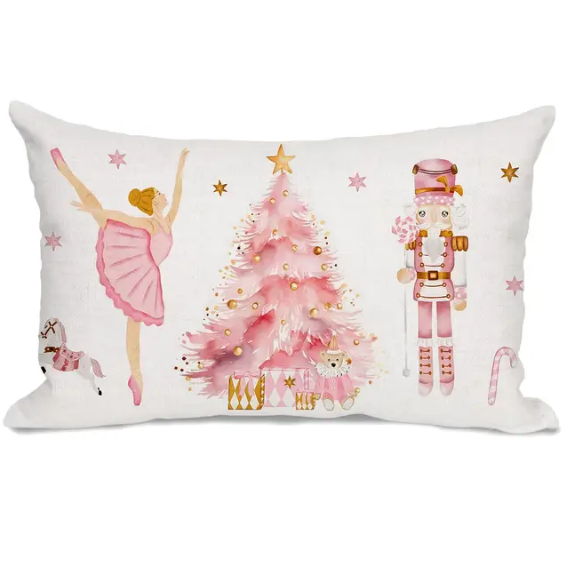 Świąteczna poszewka Baletnica, dziadek do orzechów i choinka 30x50 cm UT