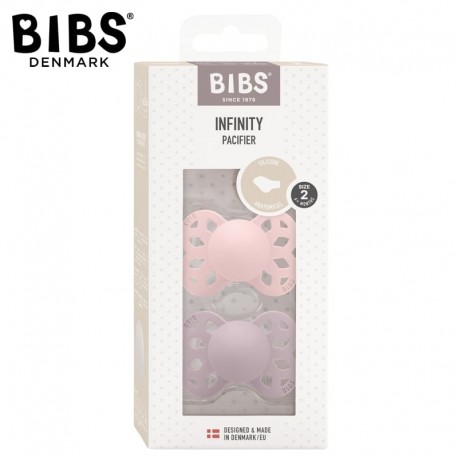 BIBS INFINITY ANATOMICAL 2-PACK BLOSSOM & DUSKY LILAC Smoczek ortodontyczny silikonowy BBTB - rozmiar M - 6 m+