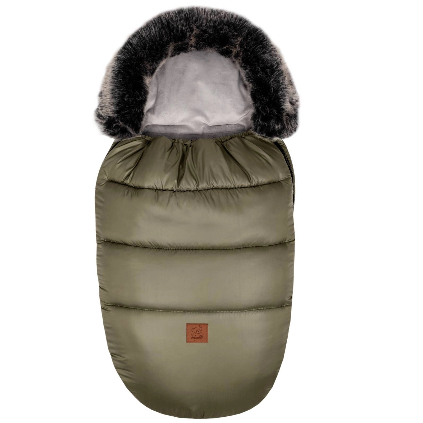 Śpiworek do wózka oliwkowy z futerkiem IF