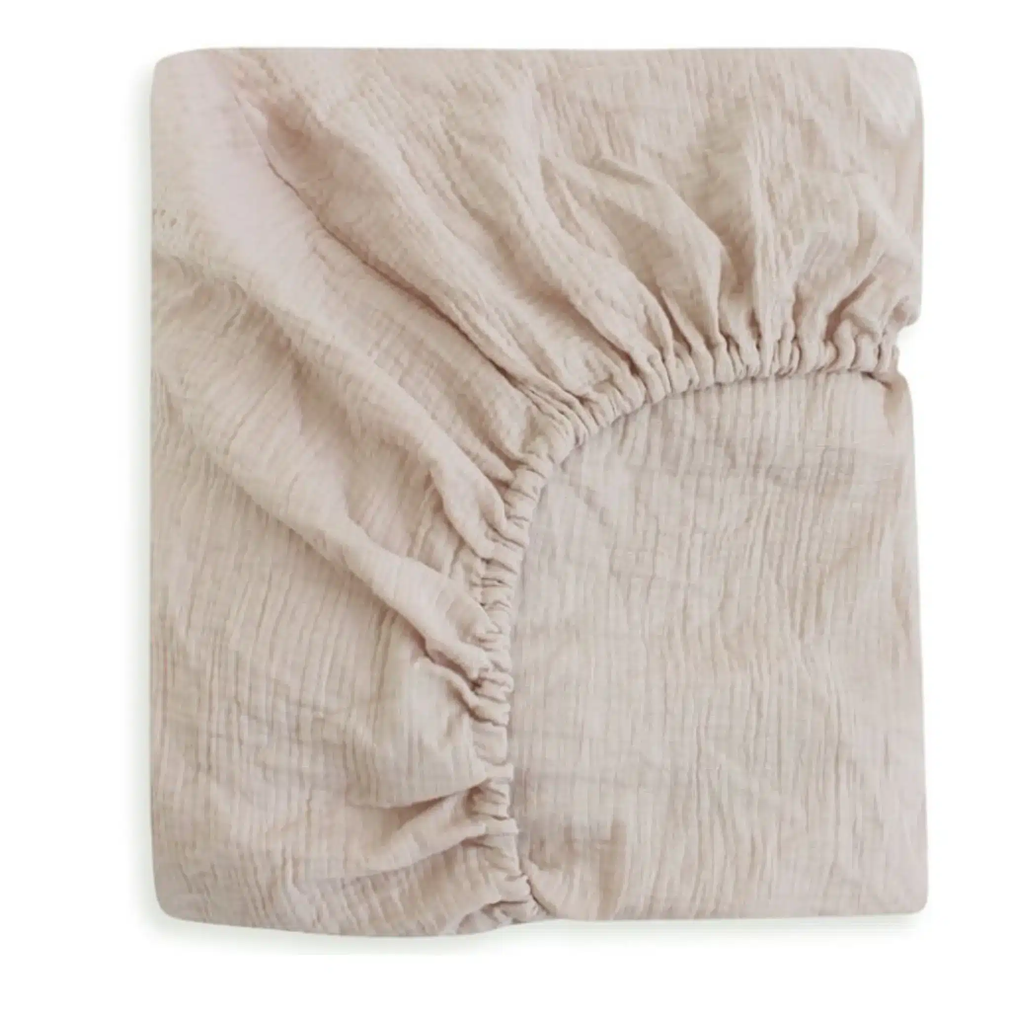 Prześcieradło z gumką do łóżeczka muślinowe beż 120x60 cm Wyprzedaż