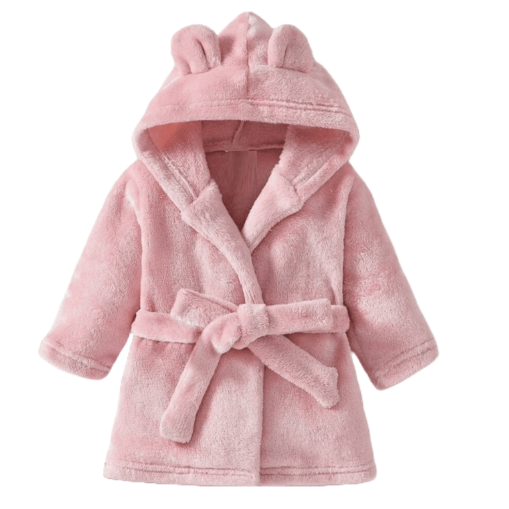 Szlafroczek brudny róż z uszkami - rozmiar do wyboru NS - 3-6 miesięcy