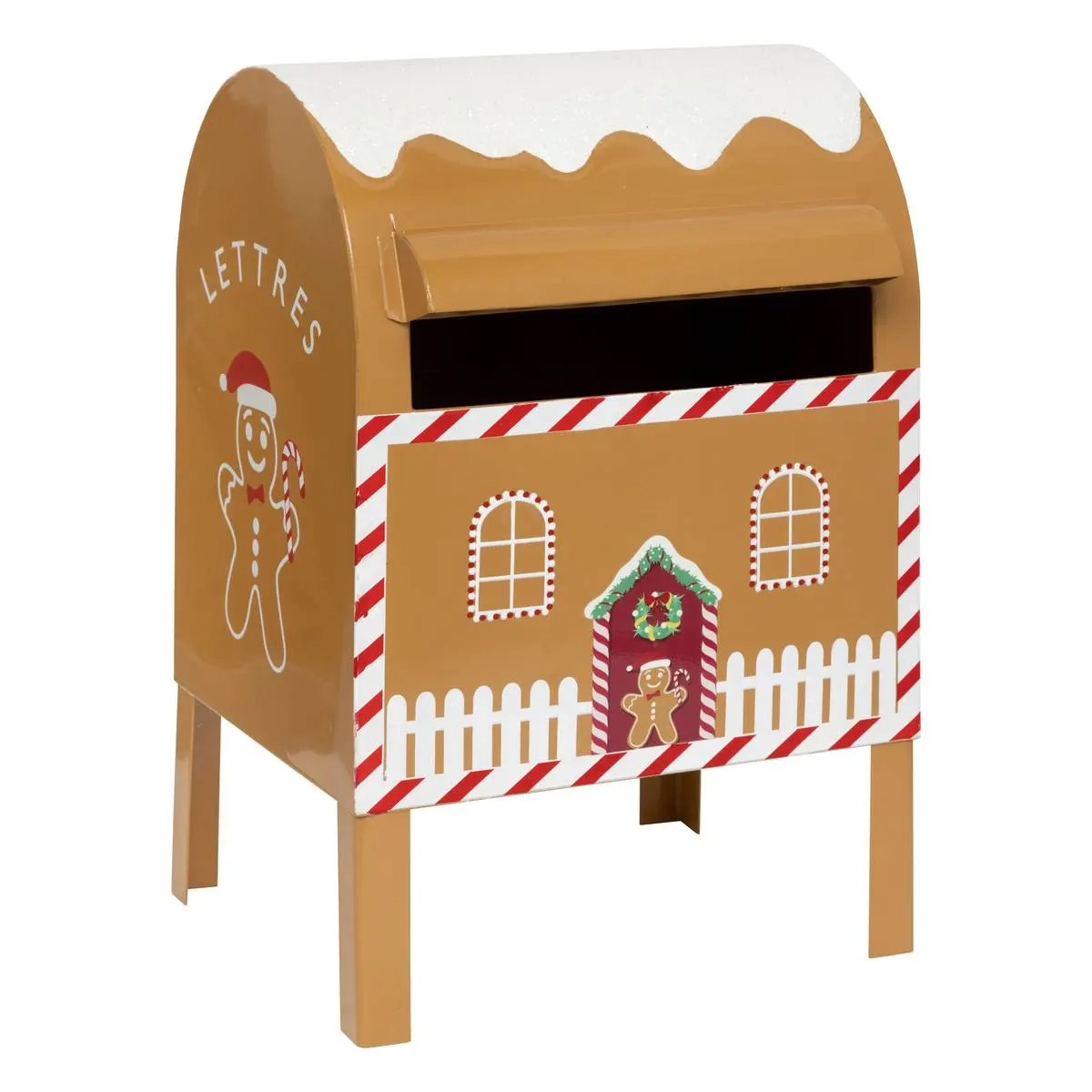 Dekoracja bożonarodzeniowa skrzynka na listy piernikowy domek METAL LETTER BOX 34 cm db