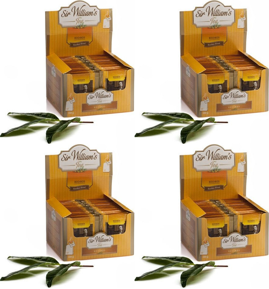4x Herbata Rooibos w torebkach Sir William's Tea, 50 sztuk x 2.2g