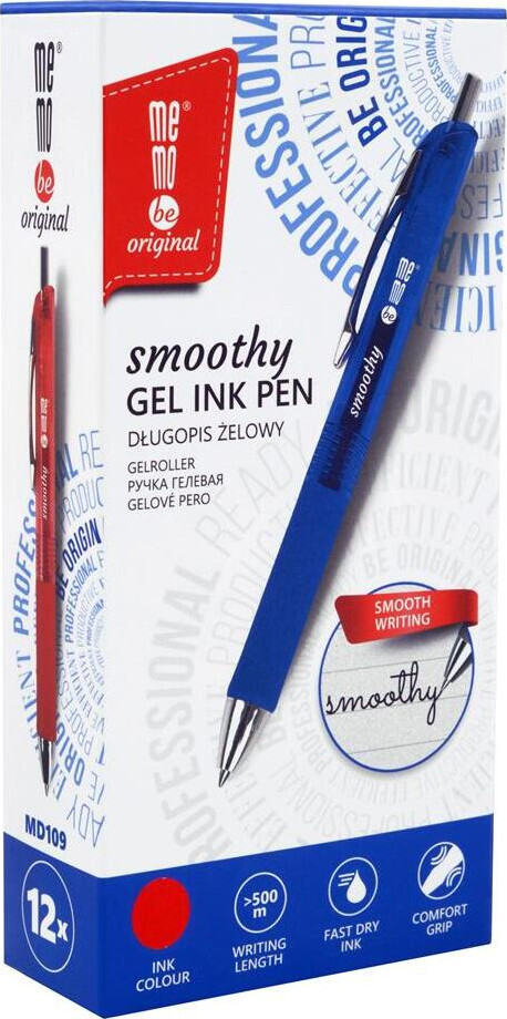 12x Długopis żelowy MemoBe Smoothy, 0.5mm, czerwony