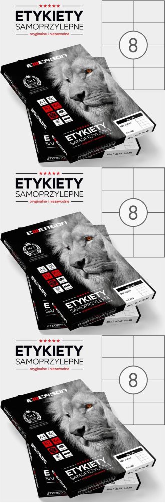 3x Etykiety samoprzylepne Emerson, 105x74mm, 100 arkuszy, biały