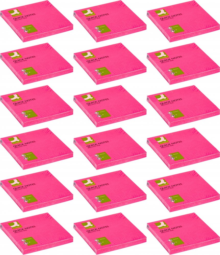 18x Karteczki samoprzylepne Q-connect Brilliant, 76x76mm, 80 karteczek, różowy neonowy