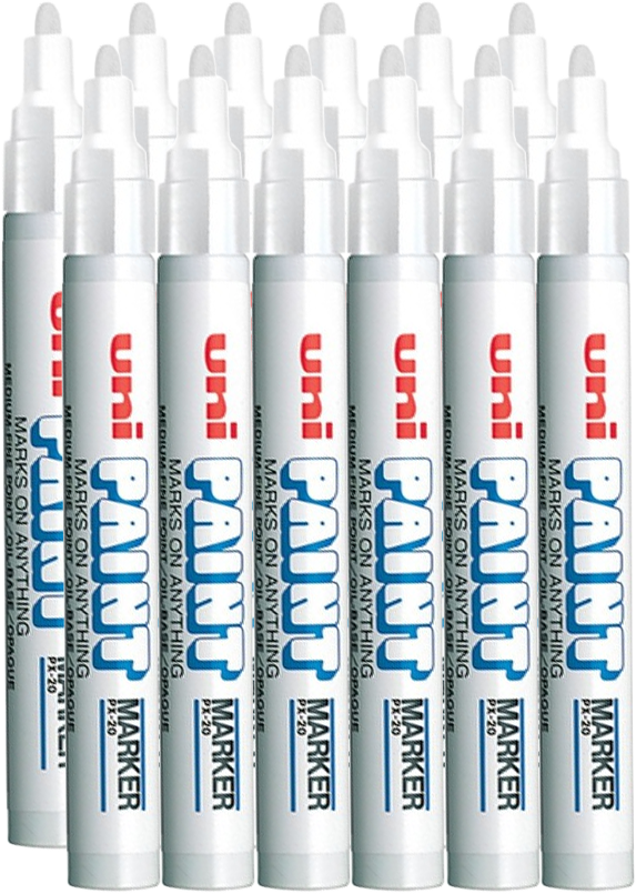 12x Marker olejowy UNI PX-20, okrągła, 2.2-2.8mm, biały