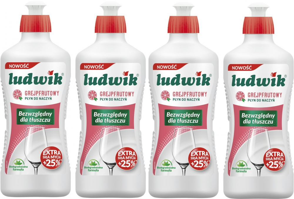 4x płyn do naczyń Ludwik, grejpfrutowy, 450g