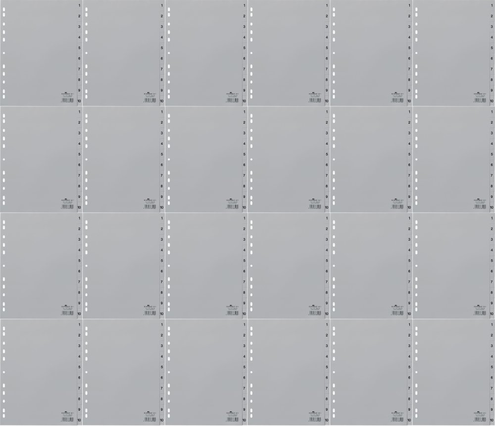 24x Przekładki do segregatora Durable, plastikowe, numeryczne, A4, 1-10 kart, szary