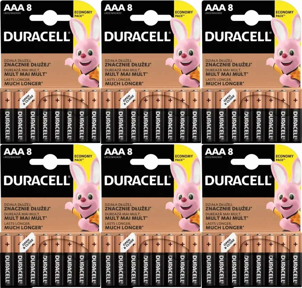 6x Bateria alkaliczna Duracell Basic, AAA/LR3, 8 sztuk