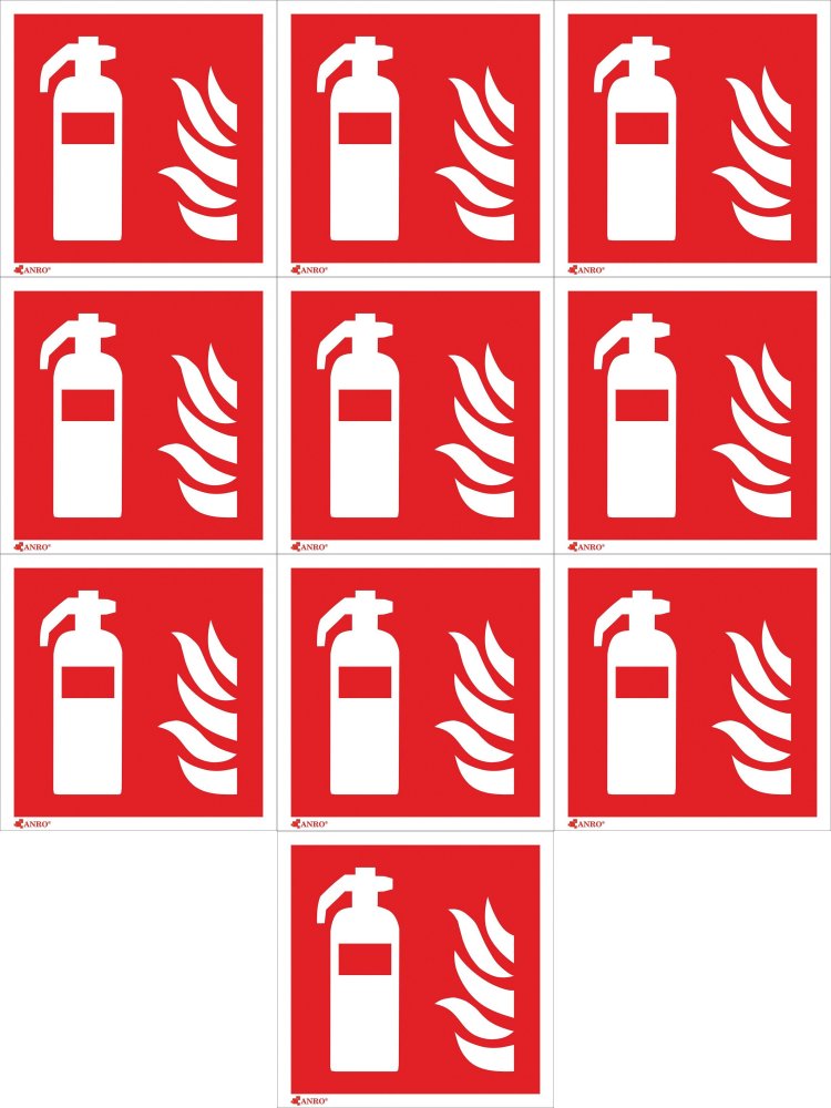 10x Tabliczka informacyjna Anro, "Gaśnica", 15x15cm
